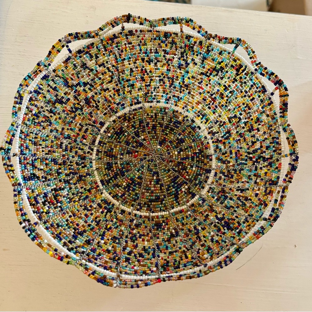 beautiful hand made accessories bowl made with colorful beads
